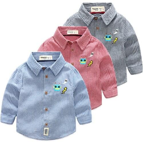 Children Clothes Boys Shirts Cotton Solid Leisure Kids Tops Fashion Brand School Blouse Casual Boy Shirt For 2-7Y Kids