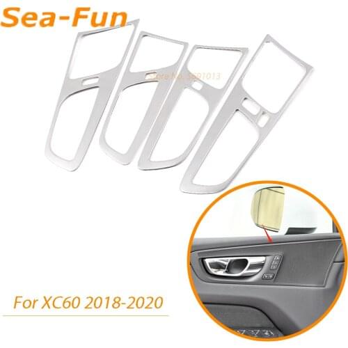For Volvo XC60 2018 2019 2020 Interior Door Handle Bowl Cover Frame Decorative Trim Sticker Car Accessories Styling