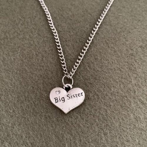 Exquisite Antique Silver Big Sister Family Member Charms Pendant Necklace Women Girls Jewelry Gift For Friends Dropshipping