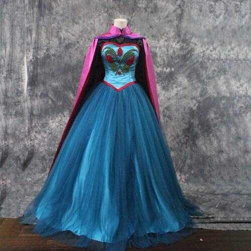 Movie Ice Snow Cosplay Queen Elsa Costume Adult Women Gorgeous Party Princess Dress Fancy Halloween Carnival Ball Gown