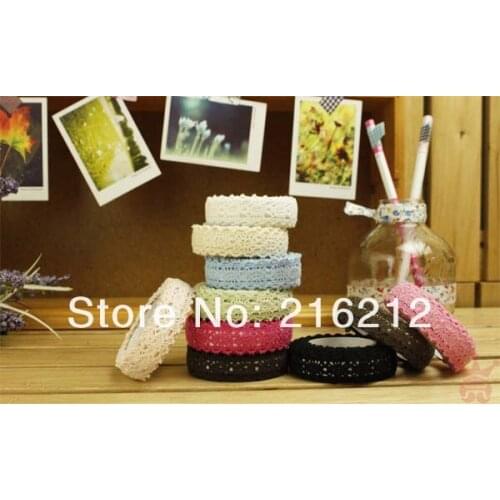 Sweet solid colors double lace style fabric lace tape /Multifunction/DIY Sticker/ Adhesive Tape