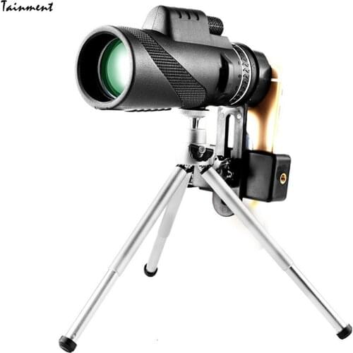 10x42 Single Binoculars 40x60 Dual Adjustable Outdoor Hand Camera Scope Magnifier with photo clip and tripod for Hunting, Travel