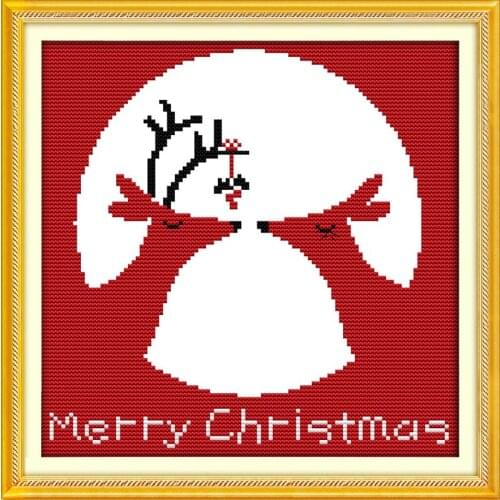 Christmas reindeer (1) cross stitch kit cartoon 14ct 18ct count canvas stitches embroidery DIY handmade needlework plus