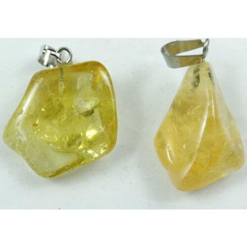 Natural Gem Stone Quartz yellow Crystal Irregular Shape Citrine charm Pendant for diy Jewelry making Necklaces Accessories 24pcs