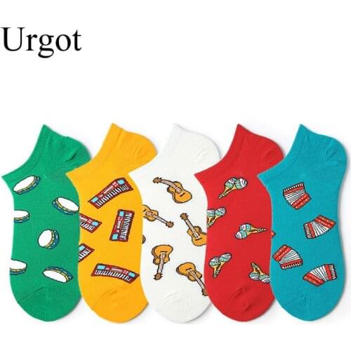 Urgot 6 Pairs Mens Ankle Socks Spring Summer Personality Boat Socks Shallow Mouth Street Sen Cute Male Tide Brand Student Socks
