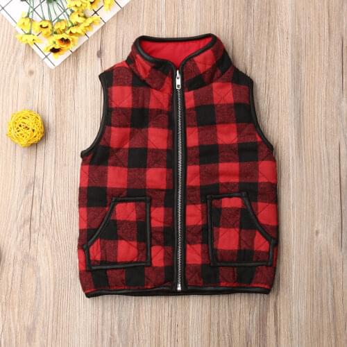 Pudcoco Newest Fashion Toddler Baby Girl Clothes Sleeveless Plaid Zipper Jacket Waistcoat Coat Outwear Clothes