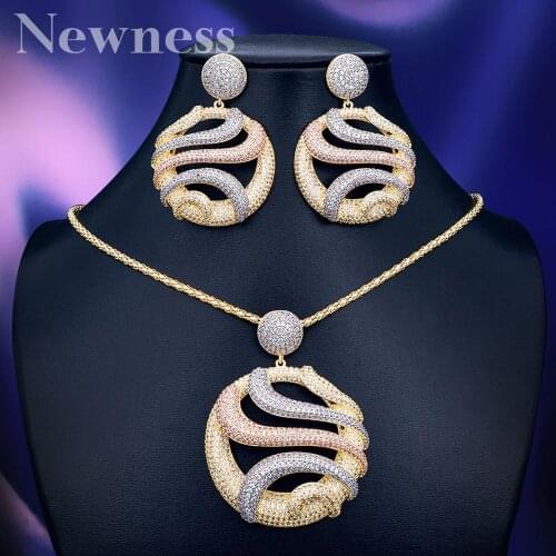 Newness new arrive Trendy clear Cubic Zirconia Women Tassel Necklace Pendant Earring Brazil Style Brincos Bijoux Gifts