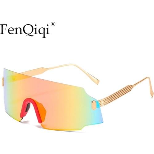 Onepieces Mirrored Sunglasses Women 2021 Brand Oversized Rimless Sun Glasses For Female Oculos Lunette De Soleil Femm