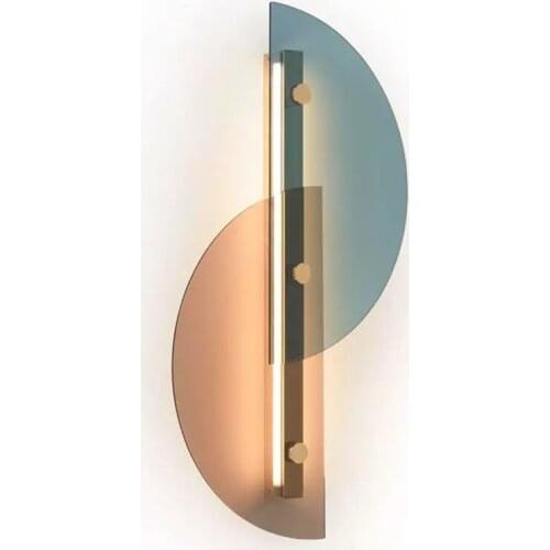 Post-modern creative glass color living room wall lamp art bedside bedroom designer model room wall lamp