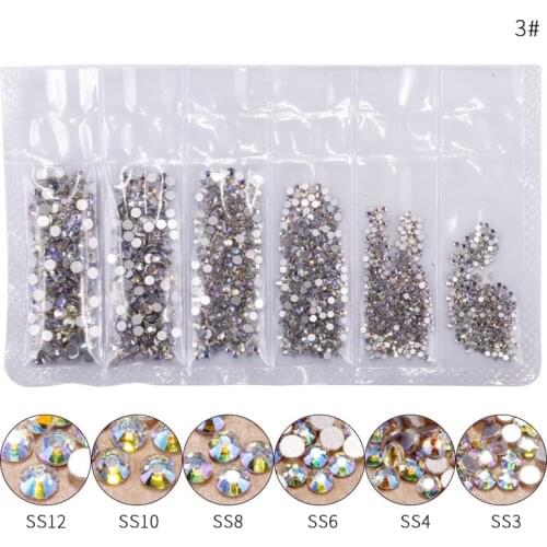 1 Pack Nail Rhinestones Flatback Glass Mixed Sizes SS3-SS12 Nail Art Decoration Stones Shiny Gems Manicure Accessories Tools #3