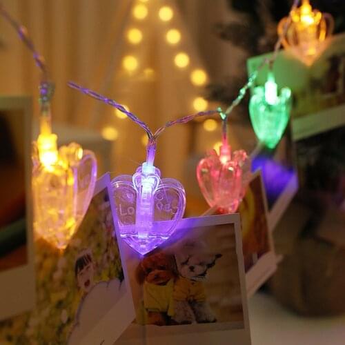 LED Photo Clip Hearts String Lights for Room Party Christmas Holiday Decoration Stars String Lights Patio Decoration Yard