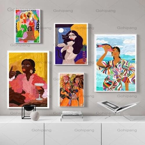 Female World Canvas Painting Wall Art Picture Poster and Print Color Black Woman On Canvas Home Decor Wall Pictures Living Room