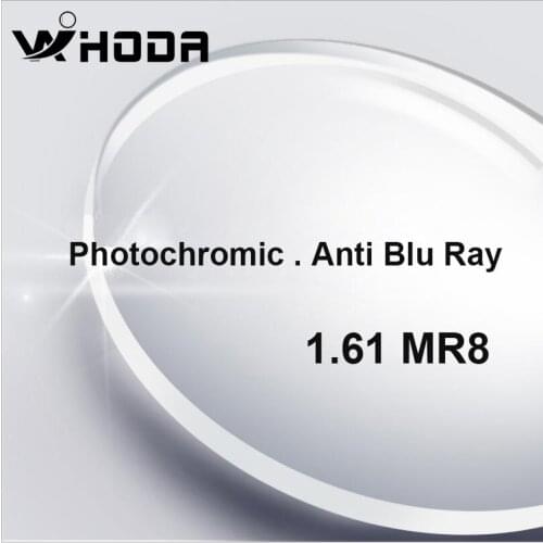 1.61 MR8 Anti blue ray Photochromic Grey Prescription Aspheric Glasses Lenses Myopia Hyperopia Sunglasses Lens