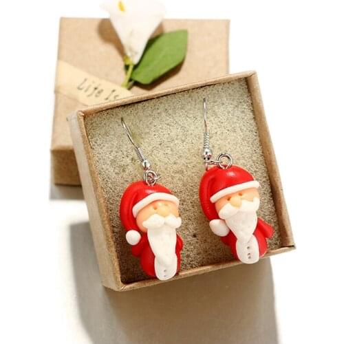 1Pairs Handmade Santa Claus Christmas Earrings Ear Stud Snowman Polymer Clay Women Jewelry Best Christmas Gifts Soft Ceramics