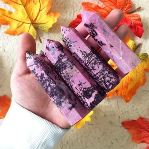 1PC Natural Aura Rose Quartz Crystal Point Wand Healing Stone Meditation Home Decoration Reiki Polished Stone Chakra Tower