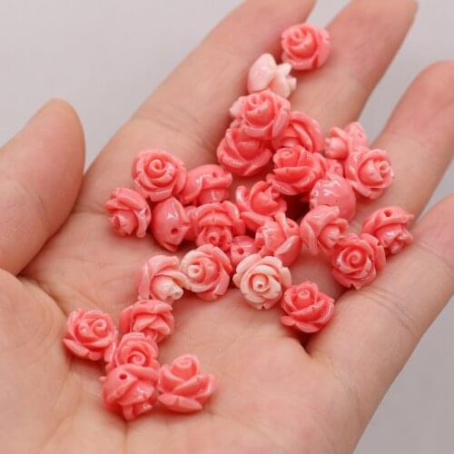 10 Pcs Hot Sale Red Coral Through-hole Loose Beads Red Flower-shaped Handmade Crafts DIY Necklace Bracelet Earrings Jewelry Make