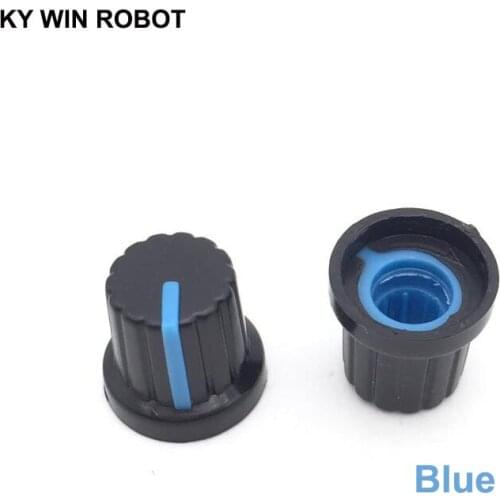 10PCS /lot Blue Volume Control Rotary Knobs For 6mm Dia Knurled Shaft Potentiometer Durable