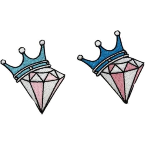 20pcs/lot Embroidery Patch Colorful Diamond Crown Clothing Decoration Sewing Accessories Craft Diy Applique