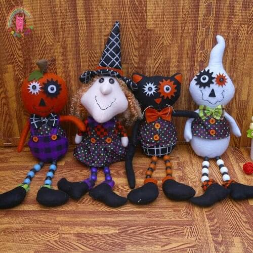 48*12cm Halloween thriller night funny plush doll black cats ghosts pumpkins witch Kuso soft toy children birthday gifts