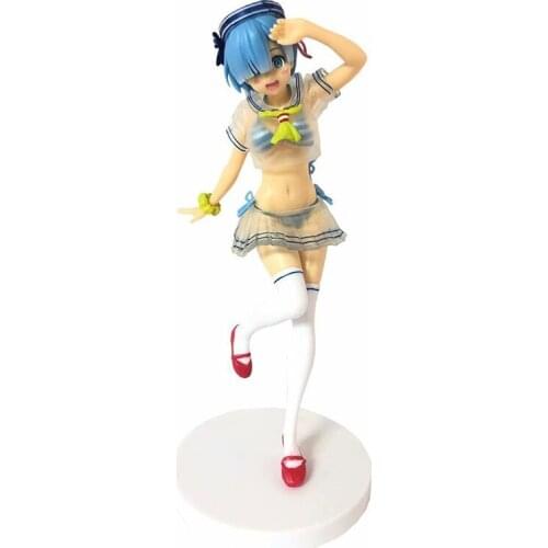 22CM Re:Life In A Different World From Zero Anime Figure PVC Toy Clothes Detachable Rem Swimsuit Sexy Doll Room Decor Gift