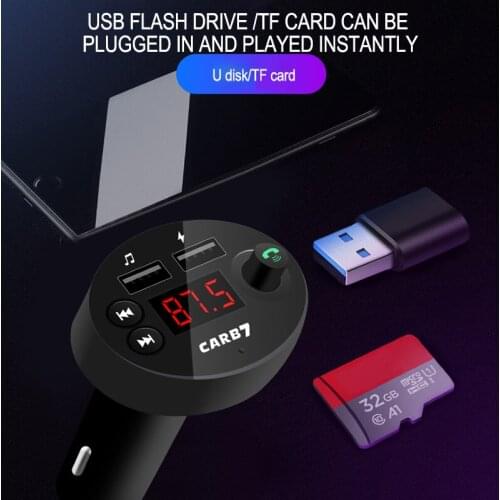 B7 Car Bluetooth 5.0 FM Transmitter Handsfree MP3 Audio Player Dual USB Fast Car Accessories Support U disk/TF Card UM