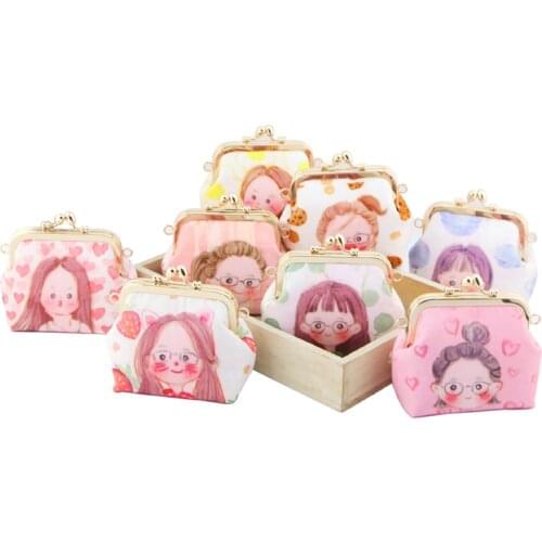 B181 pink girl pattern DIY Kiss Lock Bag Material package Kits coin purse not finished product 10cm Square purse frame