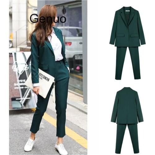 Work Pant Suits OL 2 Piece Set For Women Business Interview Suit Set Uniform Smil Blazer And Pencil Pant Office Lady Suit