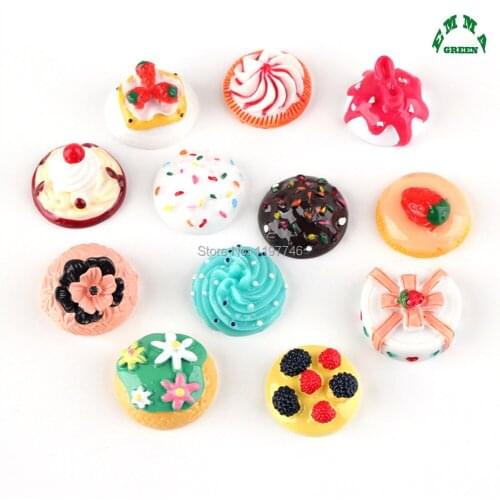 Cake Resin Slime Charm Beads cute 3D Beverage Food Cake Cabochons 26mm 10pcs for handmade crafts room decoration