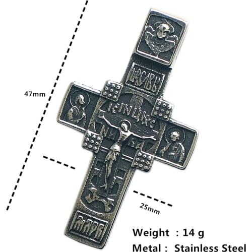 Unisex 316L Stainless Steel Vintage Cross Pendant Free Chain
