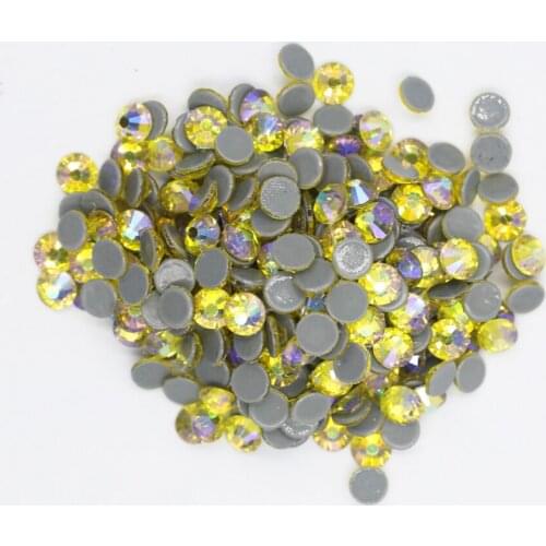 Citrine AB стразы SS6~SS30 Hotfix Rhinestones Iron On Flatback Glass Nail Art Rhinestone Crystal AB DIY Decorations