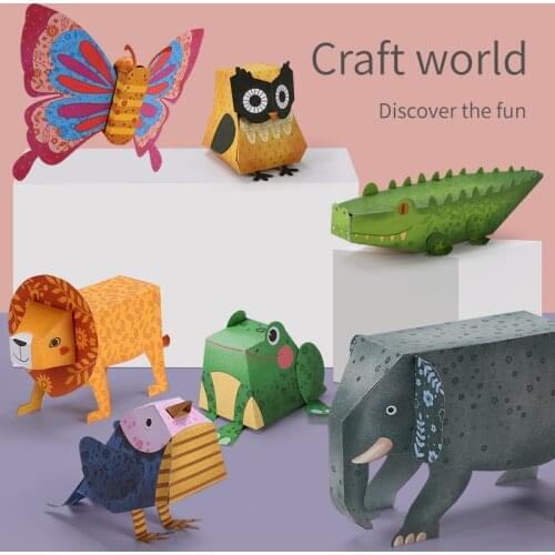 Kids Cartoon Color Paper Folding Cutting Toys Child Kingergarden Art Craft DIY Educational Toy 3D Handmade Animal Origami Toys