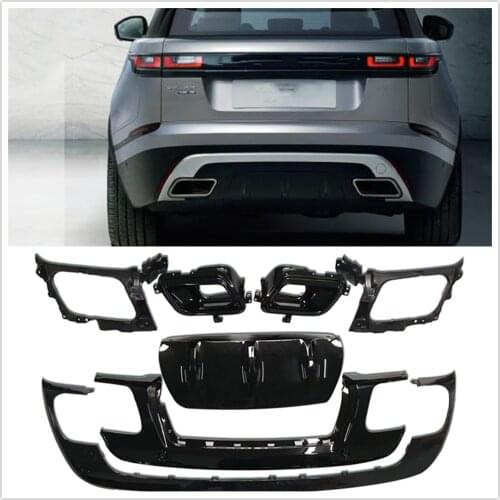 Car Rear Bumper Diffuser Kit For Land Rover Range Rover Velar 2018 2019 Tailgate Trunk Lower Spoiler Splitter Guard Plate Cover