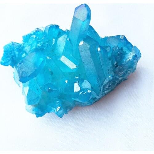 85grams Titanium coating quartz cluster natural quartz crystal blue angel aura cluster specimens healing