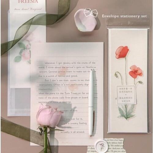 3pcs/lot Her Garden Sulphuric Acid Paper Envelope With Letters Set Festival Gift Card Message Papers Greeting Wish Stationery