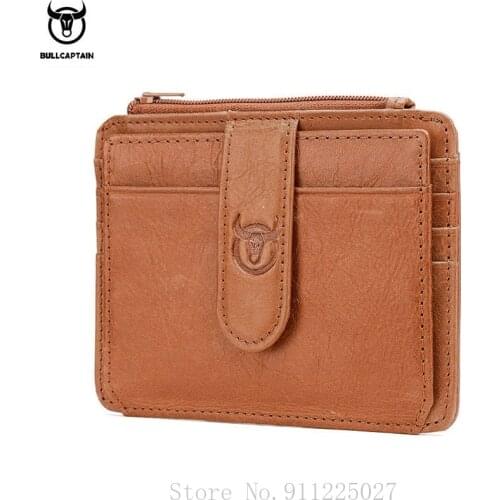 Genuine Leather Wallet Multi-card Slot Business Card Holder Bank Credit Card Case RFID Anti-Theft Scan Hasp Zipper Money Bag