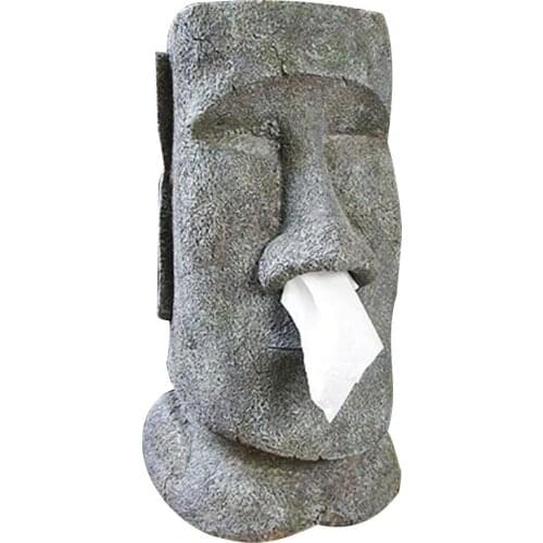 MOAI Easter Island Stone Face Portrait Tissue Box Snot Type Container Holder
