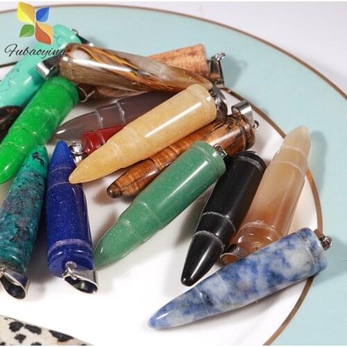 2021 Trendy 50pcs 40mm Bullet Crystal Pendants And Necklaces Free Shipping Natural Stone Quartz DIY Charms For Jewelry Making