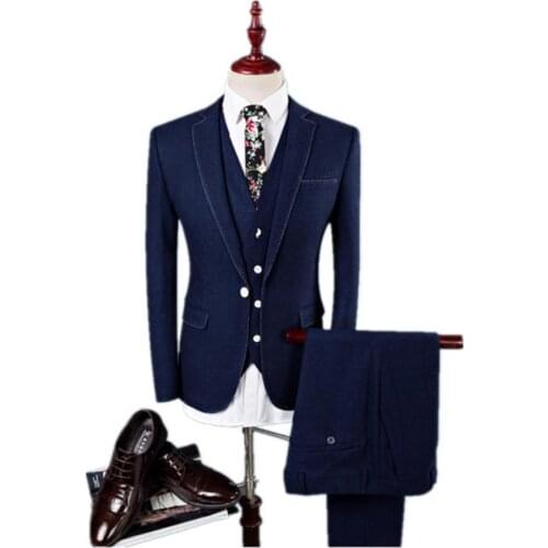 2019 Skinny Men Casual Business Suits Mens Formal Custom Blazer Suit Wedding Party Dinner Suit Traje Hombre (Jacket+Vest +Pant)