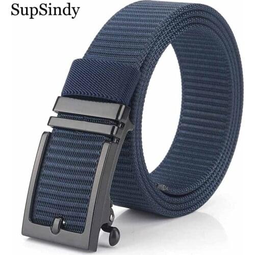SupSindy fashion Men nylon belt metal automatic buckle Canvas Belts for men jeans waistband male strap Wild casual Tactical belt