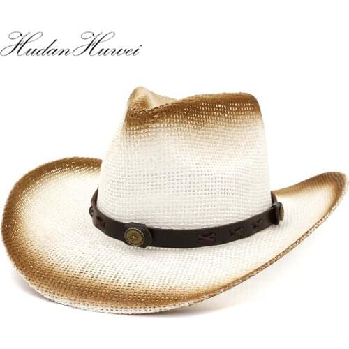 New Painting Straw Cowboy Sun Hat Outdoor Beach Sunbonnet Visors Caps Beautiful Summer Hats Women