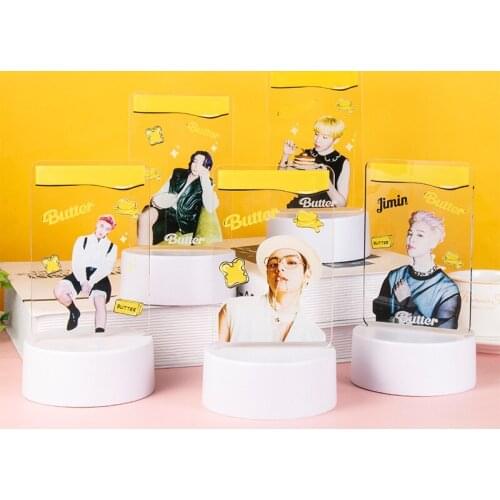 Kpop Butter New Album LED Night Light Stand Figure Model Jungkook Jimin Suga Jhope V Figure Action Stand Desk Decoration
