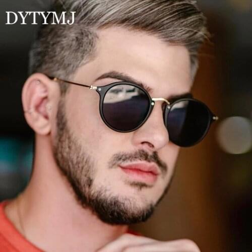 DYTYMJ Vintage Round Sunglasses Men High Quality Sun Glasses Men/Women Metal Retro Men Sunglasses Luxury Mirror Oculos De Sol
