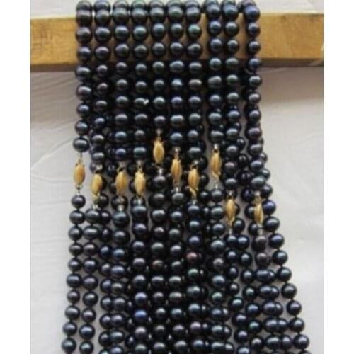 Wholesale 10 PCS south sea AAA 8-9MM Black natural pearl necklace 18" 1 4 k