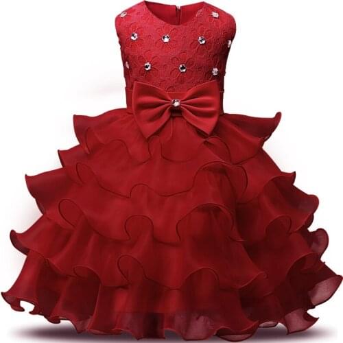 1st Birthday Princess Dress For Baby Girl Newborn Flower Bow Costume Toddler Vestido Baptism Party Tulle Fabric Dress For Girls