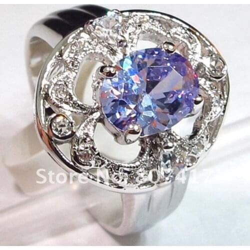 Fleure Esme luxury Wedding rings Jewelry & Accessories for women dropshipping Purple Cubic Zirconia Rhodium Plated R427 size 8 9
