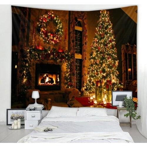 Christmas tapestry Christmas tree fireplace background wall-mounted tapestry New Year home decoration gifts