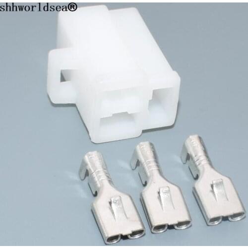 Shhworldsea 3 Pin 6.3MM Battery Charger CDI Female Wire Connector Automotive Electrical Connector 6110-4533