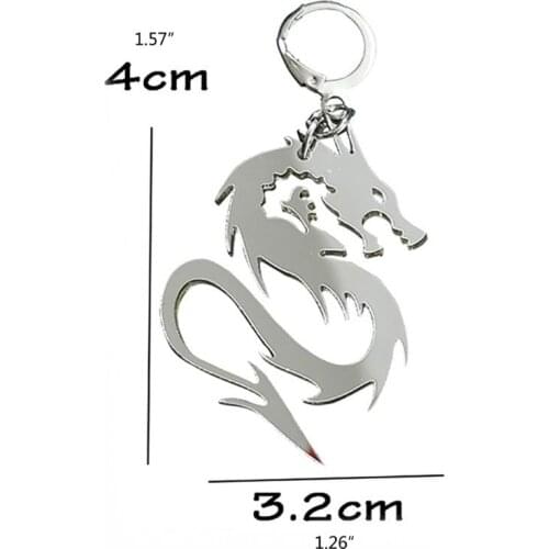 Super Cool Shiny Silver Dragon Totem Acrylic Drop Earrings Animal Mirror Dragon Hoop Earrings Fashion Jewelry Unisex E56A