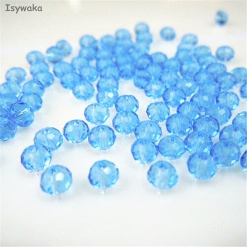 Isywaka Light Blue Color 3*4mm 145pcs Rondelle Austria faceted Crystal Glass Beads Loose Spacer Round Beads for Jewelry Making
