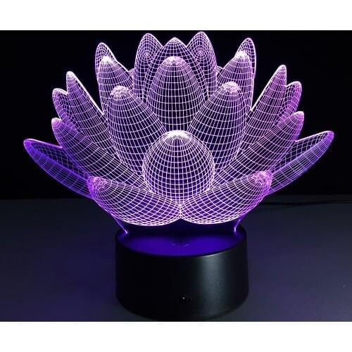 Lotus Led 3d Lamp Remote Touch Switch Flowers 7 Colors Change USB LED Desk Table Light Lamp 3D Night Lightvisual illusion lamp